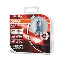 Автолампы, гологенные лампы для авто Н4 12V 60/55 (43) OSRAM Night Breaker Laser+150%(2шт)