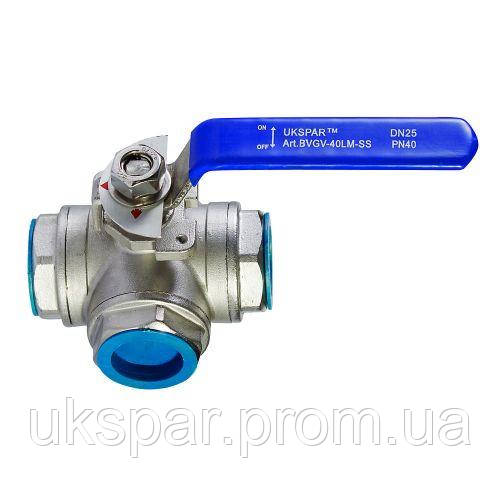 Кран шаровой T-образный муфтовый нержавеющий Ду 40 шар-нж сталь 304 ...