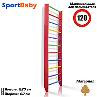 Дерев'яна шведська стінка для дітей спортивний дитячий куточок Sportbaby "0-220 Barby"