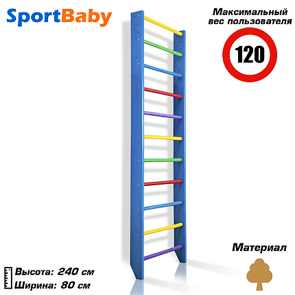 Дерев'яна шведська стінка для дітей спортивний дитячий куточок Sportbaby "0-240 Blue", фото 1