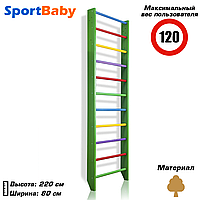 Деревянная шведская стенка для детей спортивный детский уголок Sportbaby "0-220 Green"