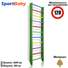 Дерев'яна шведська стінка для дітей спортивний дитячий куточок Sportbaby "0-220 Green"