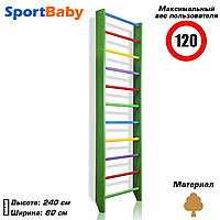 Деревянная шведская стенка для детей спортивный детский уголок Sportbaby "0-240 Green"