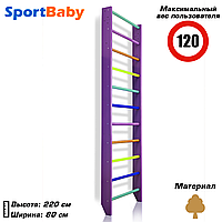 Деревянная шведская стенка для детей спортивный детский уголок Sportbaby "0-220 Purple"