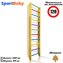 Дерев'яна шведська стінка для дітей спортивний дитячий куточок Sportbaby "0-220 Yellow"
