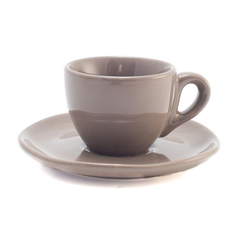 Чашка з блюдцем для кави в коричнево-сірому кольорі Ritmo ITALTRADE, 90 мл