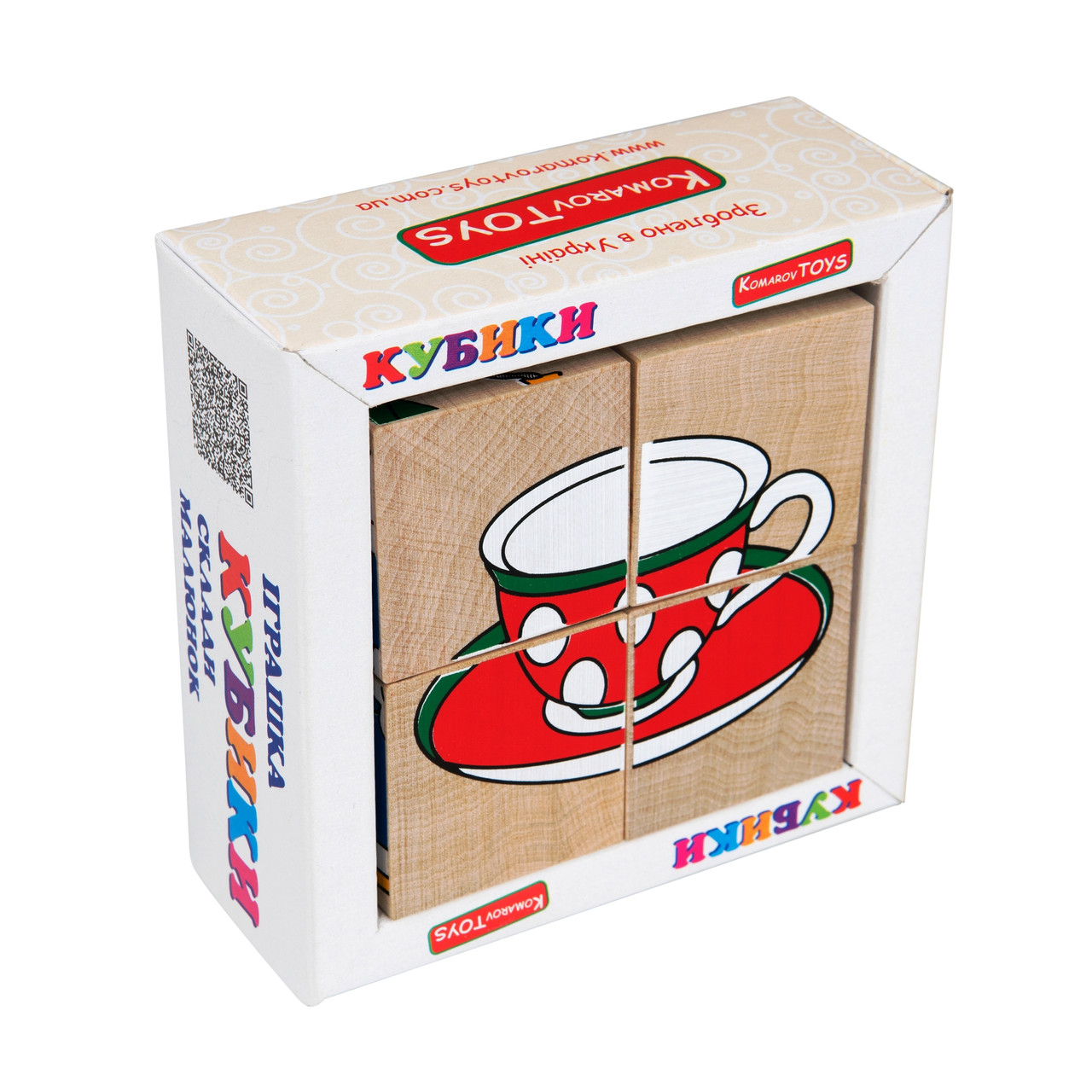 Кубики Склади малюнок Посуд Komarovtoys (T605)