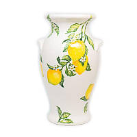 Зонтовница из керамики в белом цвете с фруктовым рисунком "Солнечный лимон" Villa Grazia