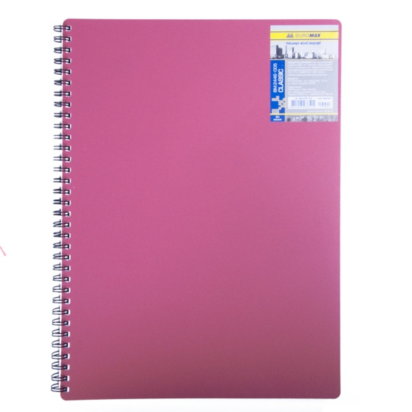 Записна книга блокнот А6 Buromax 80 арк. клітка пласт. обл. спіраль червоний CLASSIC BM.2589-005