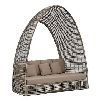 Диван для вулиці з м'якими подушками та плетінням із техноротанга Surabaya Daybed Off White Skyline Design