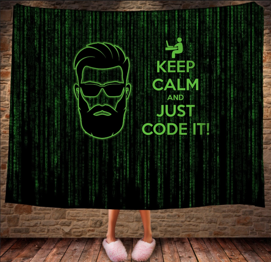 Плед з 3D принтом-Keep Calm and Just Code It 150х200 см.