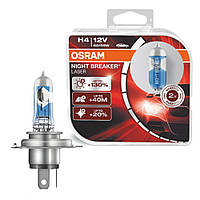 Автолампы, гологенные лампы для авто Н4 12V 60/55 OSRAM Night Breaker Laser+130%(2шт). Ближний-дальний свет