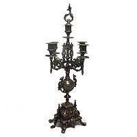 Роскошный канделябр на 4 свечи в стиле барокко из состаренной латуни