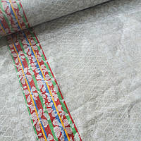 Льон полотняний жакардовий із червоно-зеленою смужкою, ш. 75 см