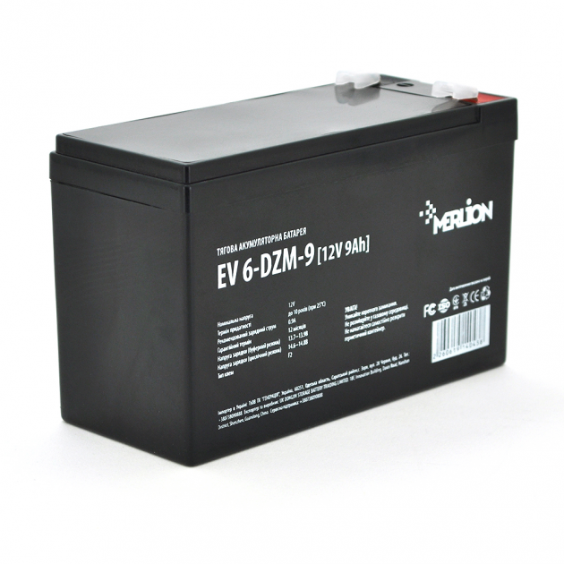 Тяговий акумулятор AGM MERLION EV 6-DZM-9, 12V 9Ah F2