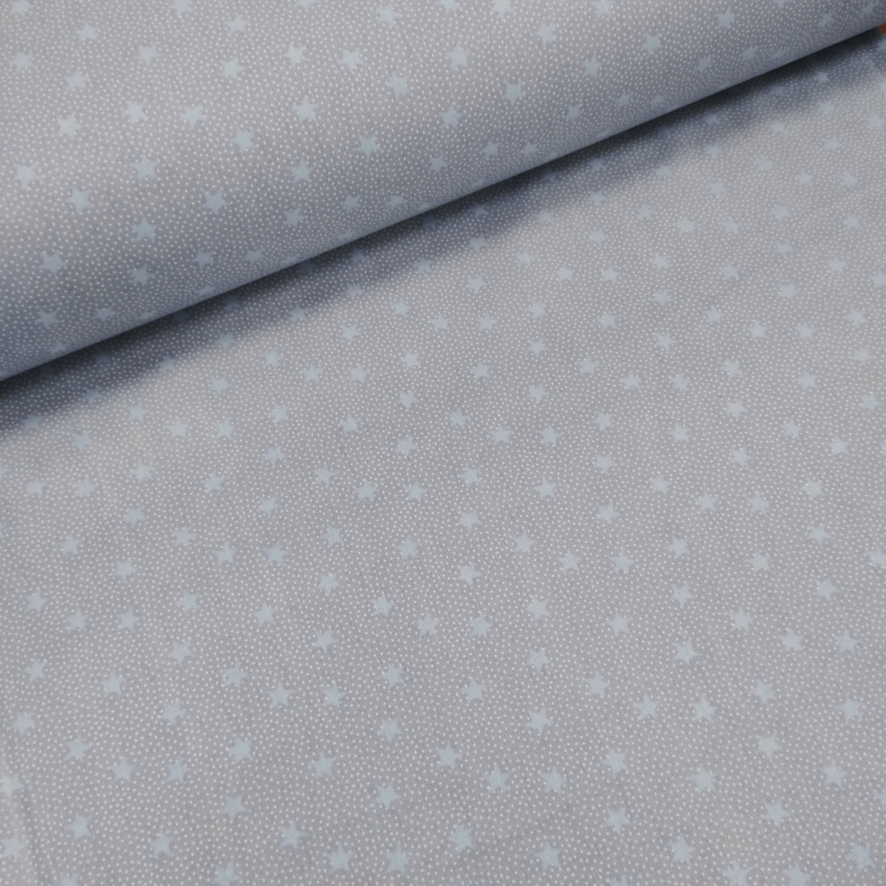 Тканина поплін зірки блакитні на сірому (ТУРЦІЯ шир. 2,4 м) (R-W-0216), фото 1