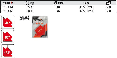 Магнитный угольник для сварки 23 кг 45%, 90%, 135% YATO YT-0864 - фото 2 - id-p179188326