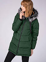 Женская куртка пальто Volcano, зеленая, зимняя XS