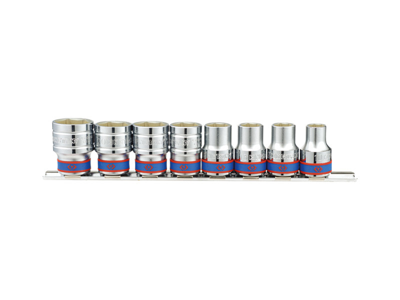Набір головок 1/2" на планці, 8 одиниць, розмір 10-22 мм