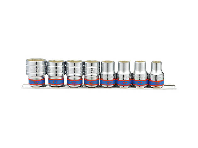 Набір головок 1/2" на планці, 8 одиниць, розмір 10-22 мм, фото 1