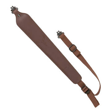 Погонний ремінь для перенесення зброї Allen Cobra Padded Tanned Leather Rifle Sling with Swivels (з антабками). Матеріал — шкіра. Колір коричневий.