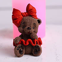 Силіконовий молд Ведмедик у спідниці з бантом