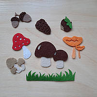 Осінній набір гриби та шишки з фетру