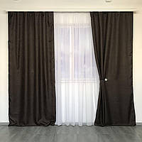 Готовые шторы Коричневые лен 150*270 см, модные плотные портьеры для спальни и гостиной