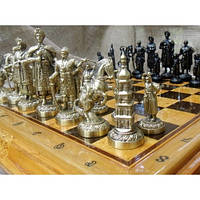 Набір шахів, дошка з дерева, бронзові фігурки