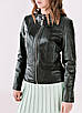 Шкіряна куртка жіноча VK чорна коротка (Арт. T401-2-201), фото 2