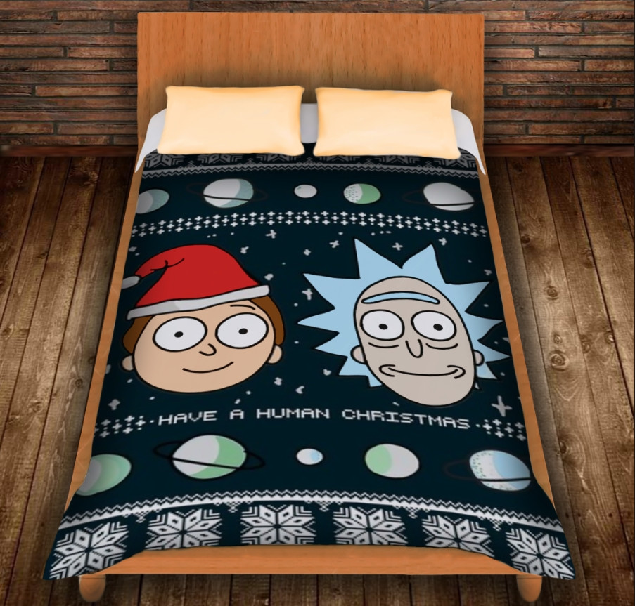 Плед з 3D принтом-Мerry Christmas Rick and Morty
