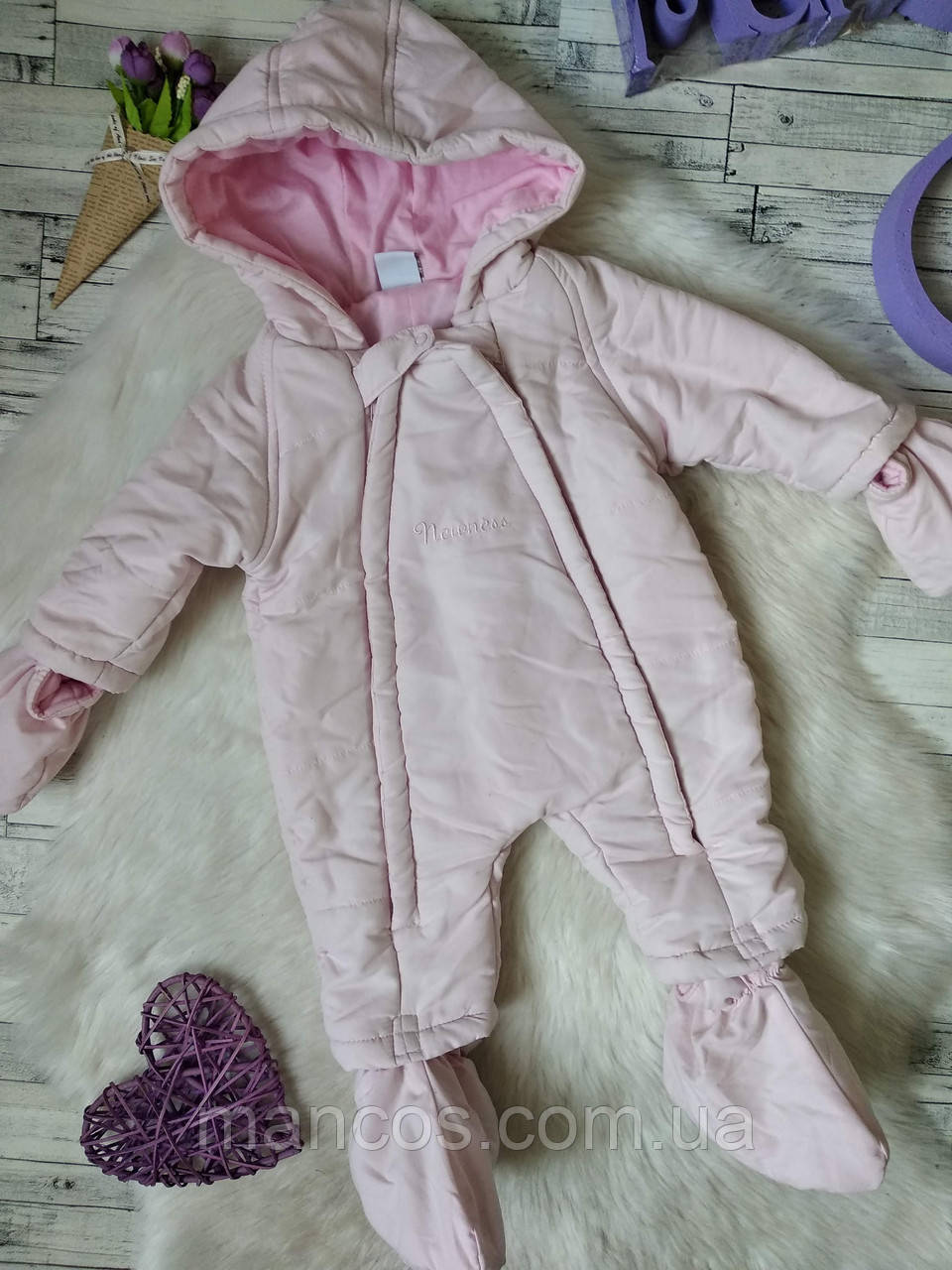 Комбинезон Newness baby для девочки демисезонный для новорожденной розовый на рост 62 см - фото 2 - id-p393936155