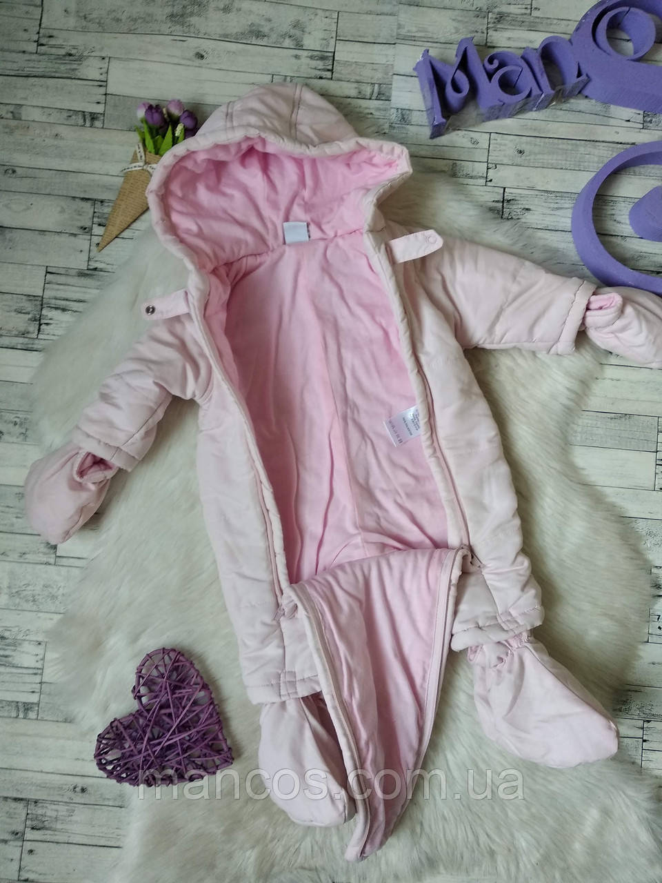 Комбинезон Newness baby для девочки демисезонный для новорожденной розовый на рост 62 см - фото 3 - id-p393936155