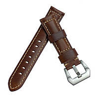 Кожаный ремешок Primolux F001 Steel buckle для часов Garmin Vivoactive 4 - Brown