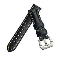 Кожаный ремешок Primolux F001 Steel buckle для часов Garmin Vivoactive 4 - Black