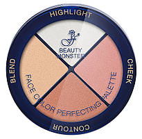 Палітра для макіяжу 4 в 1 Beauty Monster Ffleur FC53 Хайлайтер No1