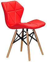 Стілець Greg XXL червоний 1007 екошкіра на дерев'яних букових ніжках, дизайн Charles Eames, фото 3