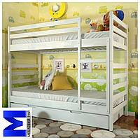 Двох'ярусне ліжко "РІО" з шухлядою (Arbordrev) сосна / Білий