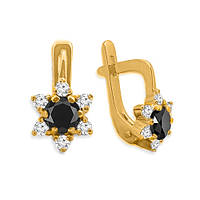 Золоті сережки з чорними і білими діамантами 0,90 карат