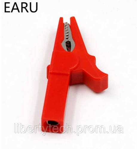 Купить Зажим крокодил изолированный со штекером типа банан 4мм красный ...