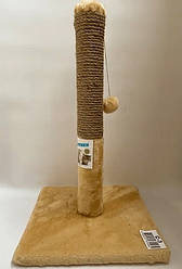 Кігтєточка-стовпчик на підставці, 30*30*55 см, джут, бежева