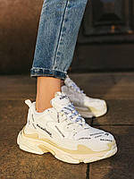 Кросівки Balenciaga Triple S Logo White жіночі баленсіага трипл із білим із лого