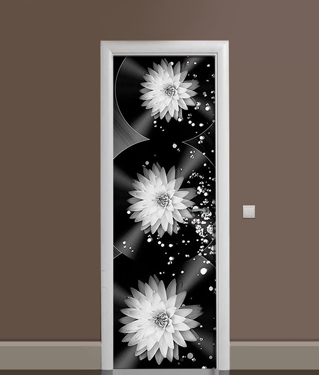Наліпка на двері Zatarga "Жоржини Сфери" 650х2000 мм вінілова 3Д Наліпка декор самоклеюча