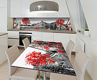 Наклейка 3Д виниловая на стол Zatarga «Красное дерево» 600х1200 мм для домов, квартир, столов, кофейн,