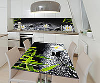 Наклейка 3Д виниловая на стол Zatarga «Лотосы и Роса» 600х1200 мм для домов, квартир, столов, кофейн,