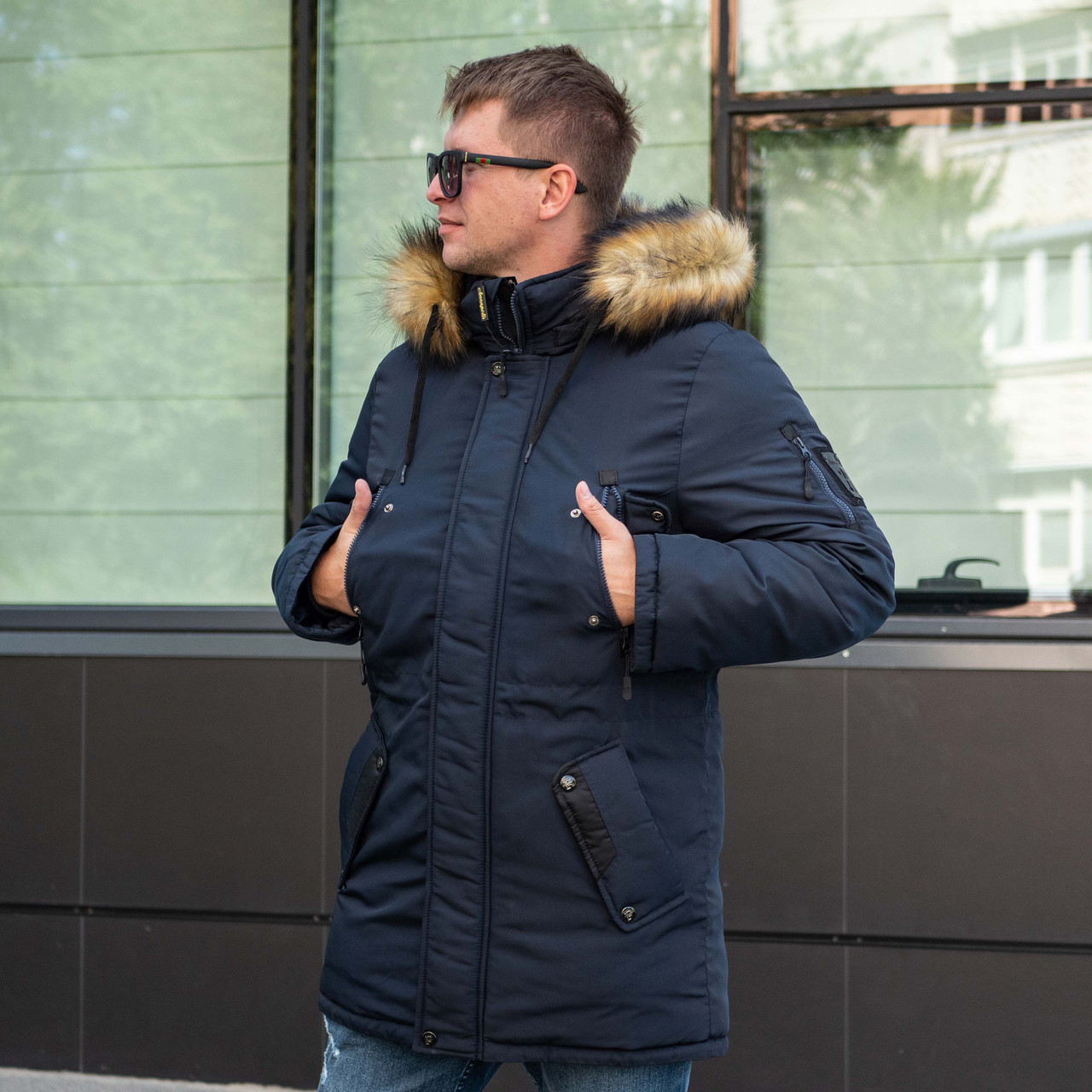 Куртку парку зимнюю мужскую с мехом 44-50 цвет 02 - фото 1 - id-p1056203417