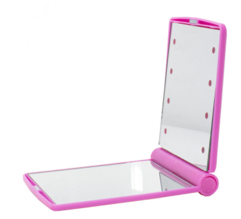ОПТ ОПТ Дзеркало складне Travel Mirror Pink з LED підсвічуванням для макіяжу на 8 світлодіодів
