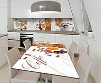 Наклейка 3Д виниловая на стол Zatarga «Карамельный Кофе» 650х1200 мм для домов, квартир, столов,