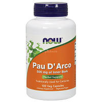 Антибиотическое, антигрибковое, иммуномодулирующее NOW Foods Pau D Arco 500mg 250 caps