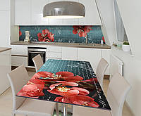 Наклейка 3Д виниловая на стол Zatarga «Крупные цветы Орнамент» 600х1200 мм для домов, квартир, столов,